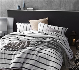 Onyx Black And White Striped Twin Xl Comforter 100 Cotton Bedding