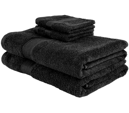 Antimicrobial College Towel 2-Pack - 100% Cotton - Black