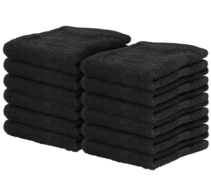 College Bathroom Supplies: Antimicrobial College Black Washcloths 12 ...