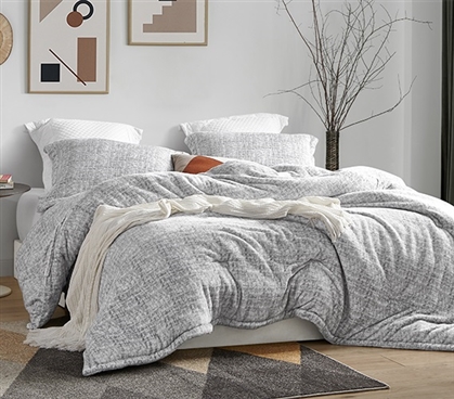 Light Gray Dorm Comforter Set Cozy College Bedding Essentials for Twin ...