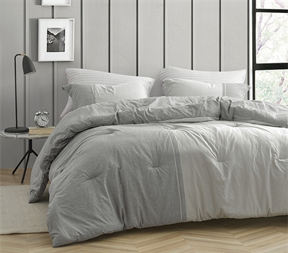 Soft Oversized College Comforter Dark Gray and Light Gray Half Moon ...