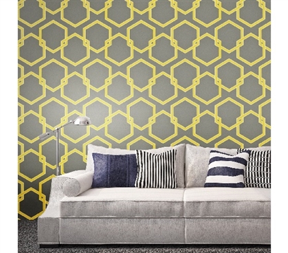 Honeycomb Citron Designer Removable Wallpaper for Dorms