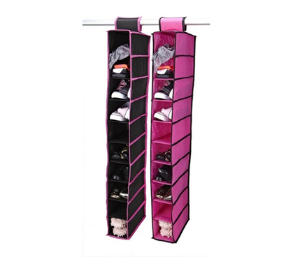 Pink hanging shoe online organizer