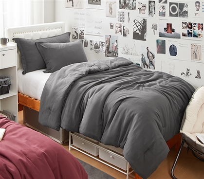 Neutral Dorm Room Ideas - Gray Designer Twin XL Comforter - Cozy ...