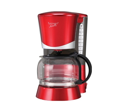 Continental 4 Cup Metallic Red Electric Coffee Maker