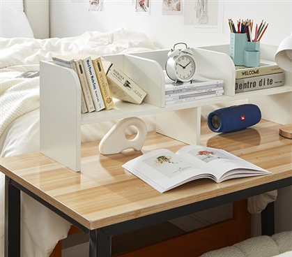 Wooden Shelf Mini Desk Hutch Organizer DormCo