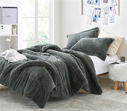 Grayish Green Oversized College Comforter Luxury Plush Twin XL Set Most ...