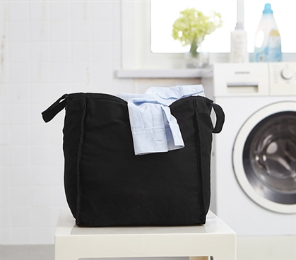 Dorm Room Small Laundry Bag with Two Handles Black College Clothes Bag ...