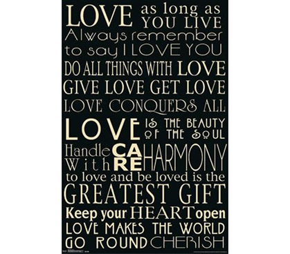 Words of Love Poster Dorm Supplies Wall Decorations For Dorm Rooms Best ...