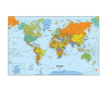 World Dry Erase Map Wall Art - Peel N Stick